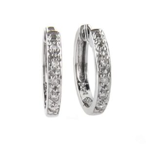 14k white gold natural diamond huggie style earrings