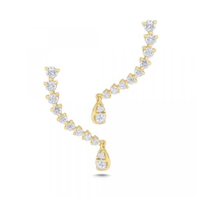 14k white gold and natural diamond climber earrings