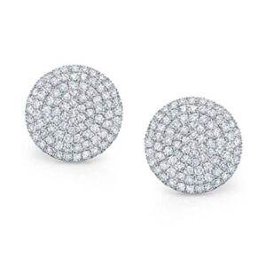 pave set natural diamond earrings in 14k white gold