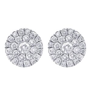 14K White Gold Cluster Set Natural Diamond Stud Earrings 0.50Cttw