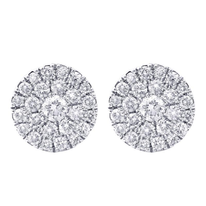 14K White Gold Cluster Set Natural Diamond Stud Earrings 0.50Cttw
