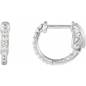 14K White Gold Natural Diamond Inside Out Hoop Earrings