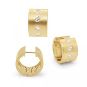 14k yellow gold and natural diamond bold starburst hoops