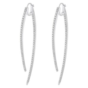14K White Gold Natural Diamond "Hoop" Earrings 1.50Cts
