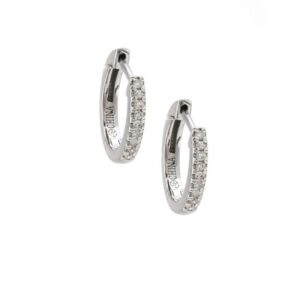 14k white gold & natural diamond mini huggie style hoop earrtings