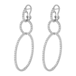 Jan's FAVORITE! 14K White Gold Triple Hoop Natural Diamond Earrings 3.0CTTW