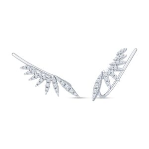 14K White Gold Natural Diamond Climber Earrings