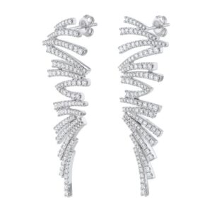 14K WG Natural Zig Zag Diamond Earrings - 2.30CTS