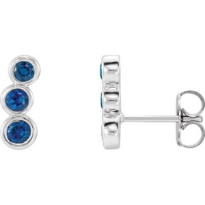 14k white gold natural sapphire climber earrings