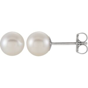 14K White 4mm White Akoya Cultured Pearl Earrings