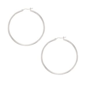 10k white gold large hinged closure hoop earrings