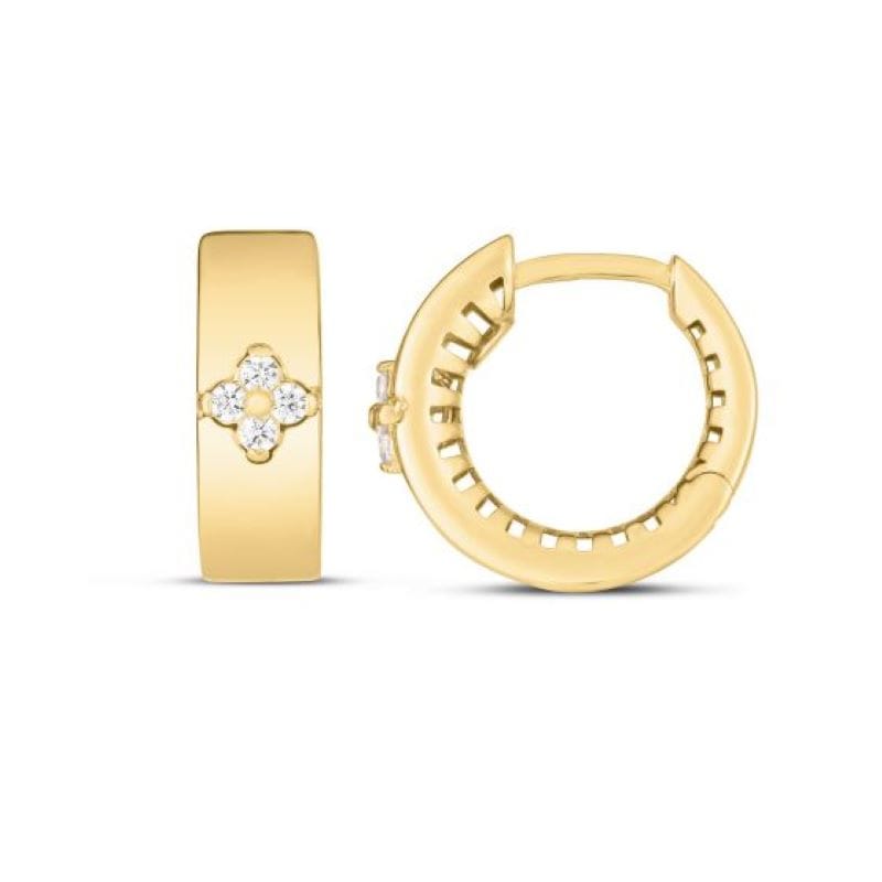 14K Yellow Gold Trilogy Diamond Clover Hoops