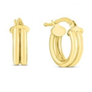 14k yellow gold double row hoop earrings