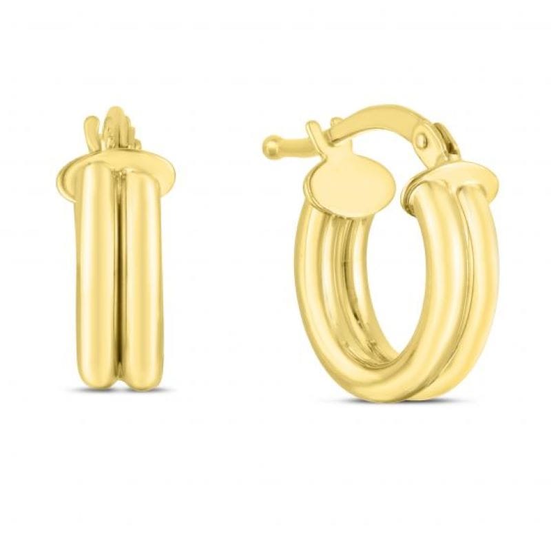 14k yellow gold double row hoop earrings
