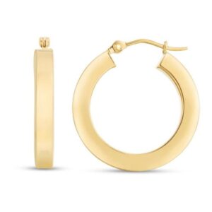 14k yellow gold square tube hoop earrings