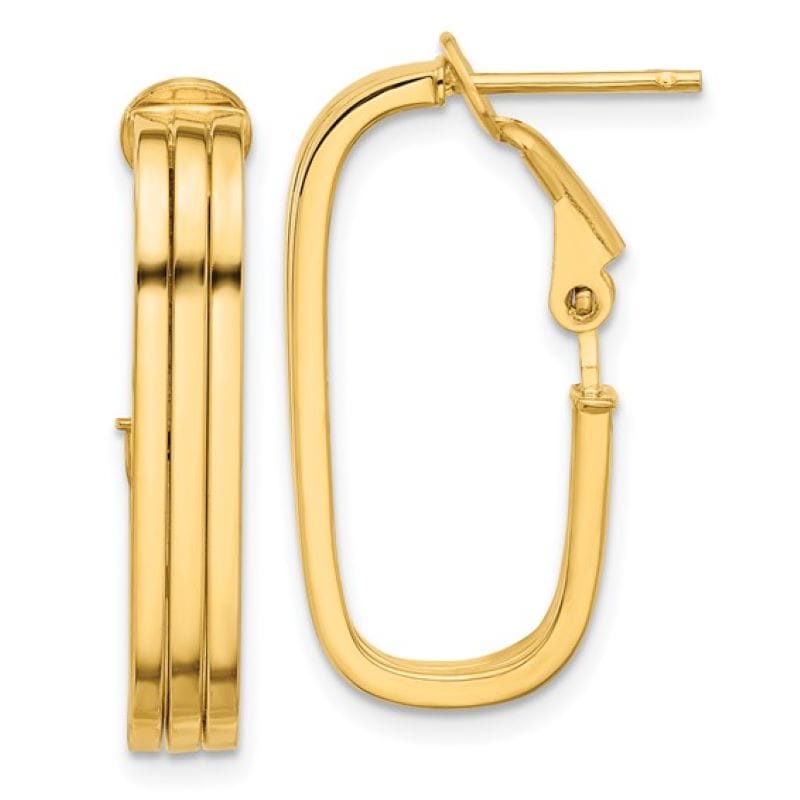 14k yellow gold oval omega back hoop earrings