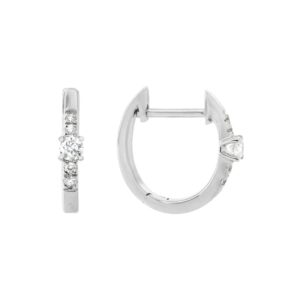 14k white gold huggie natural diamond earrings