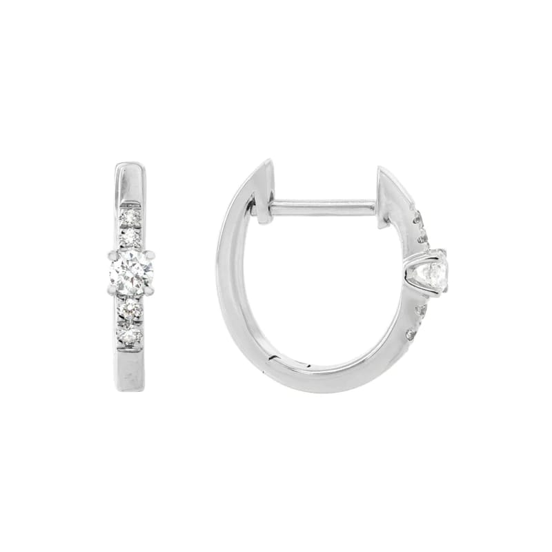 14k white gold huggie natural diamond earrings