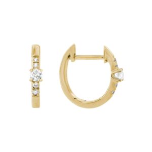 14K Yellow Gold Huggie Natural Diamond Earrings