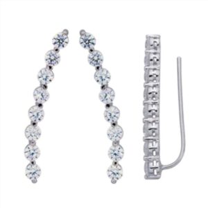 Sterling Silver Synthetic Diamond Climber Earrings