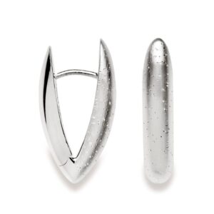 sterling silver hinged diamond dust “v” hoop earrings