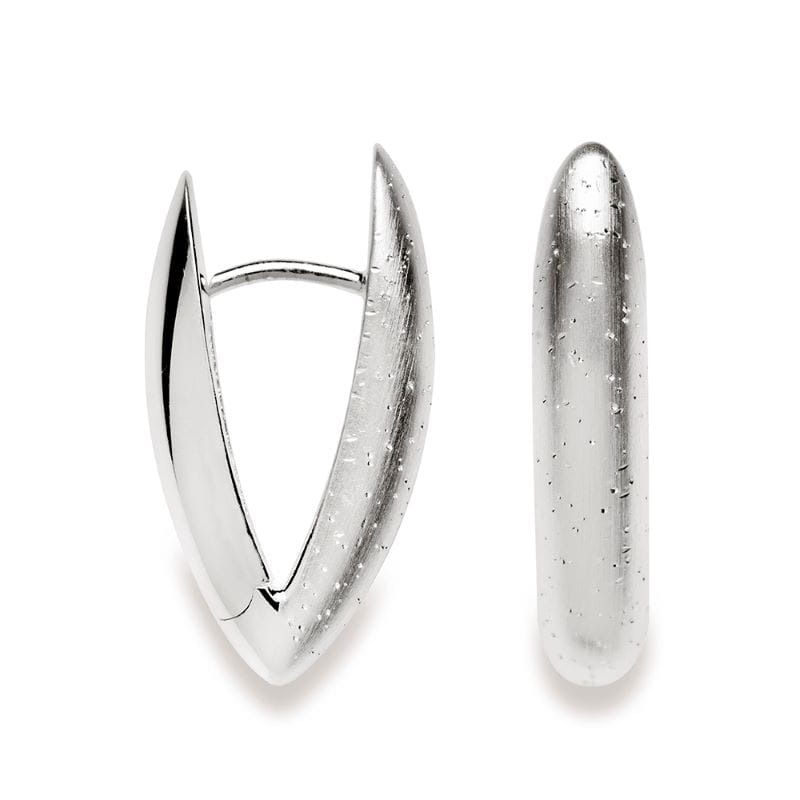 sterling silver hinged diamond dust “v” hoop earrings