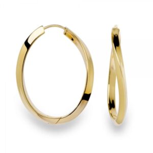 classy curved design sterling silver oval hoop earrings