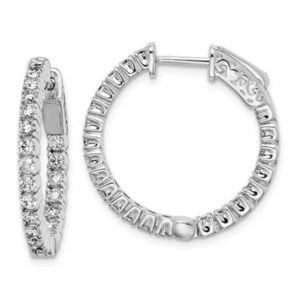 Sterling Silver CZ In and Out Hoop Earrings