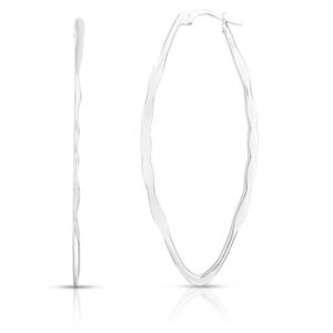 sterling silver elongated hoop earrings