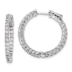 Sterling Silver In and Out CZ Hoop Earrings