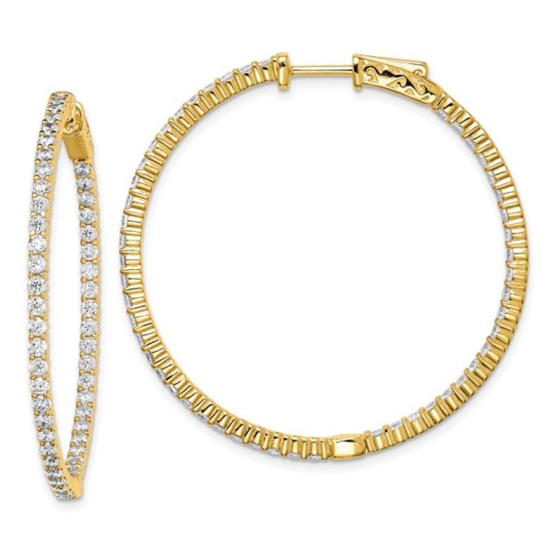 ss gold plated inside out cz hinged hoop 43mm