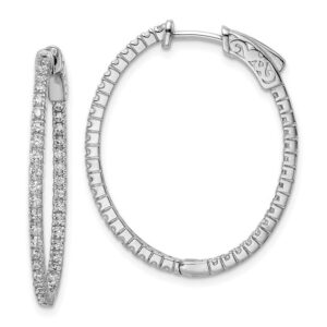 Sterling Silver CZ In and Out Hoop Earrings