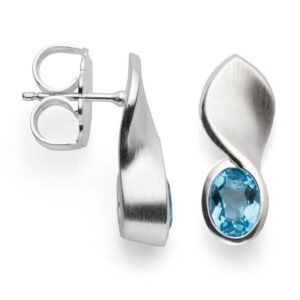 sterling silver sea collection earrings featuring a sparkling blue topaz