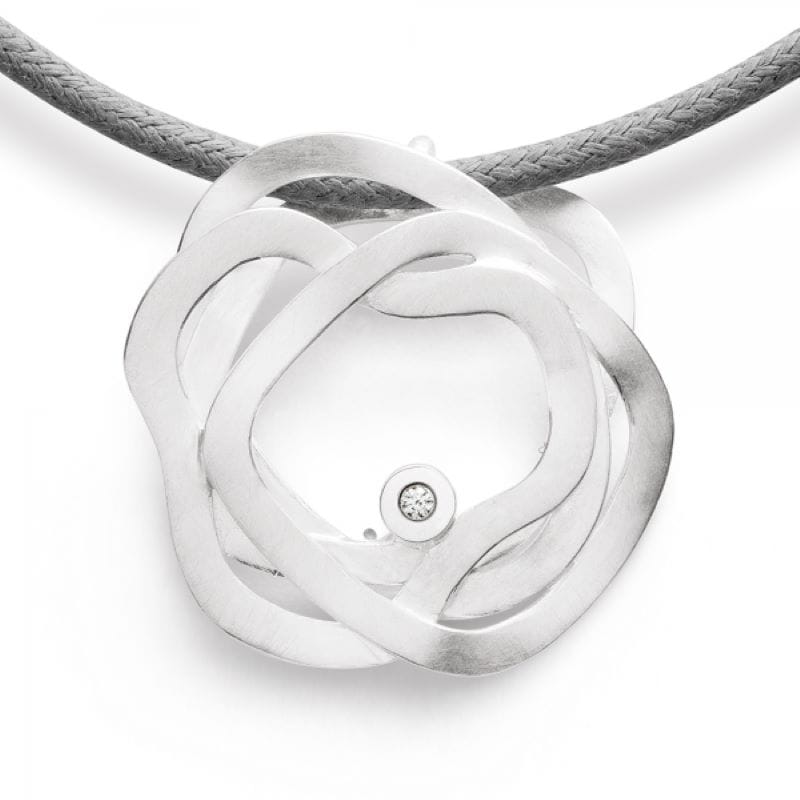 sterling silver circle pendant with satin finish