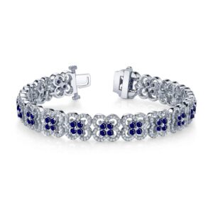 Natural Diamond and Lab Created Sapphire Tennis Bracelet 8.28CTTW