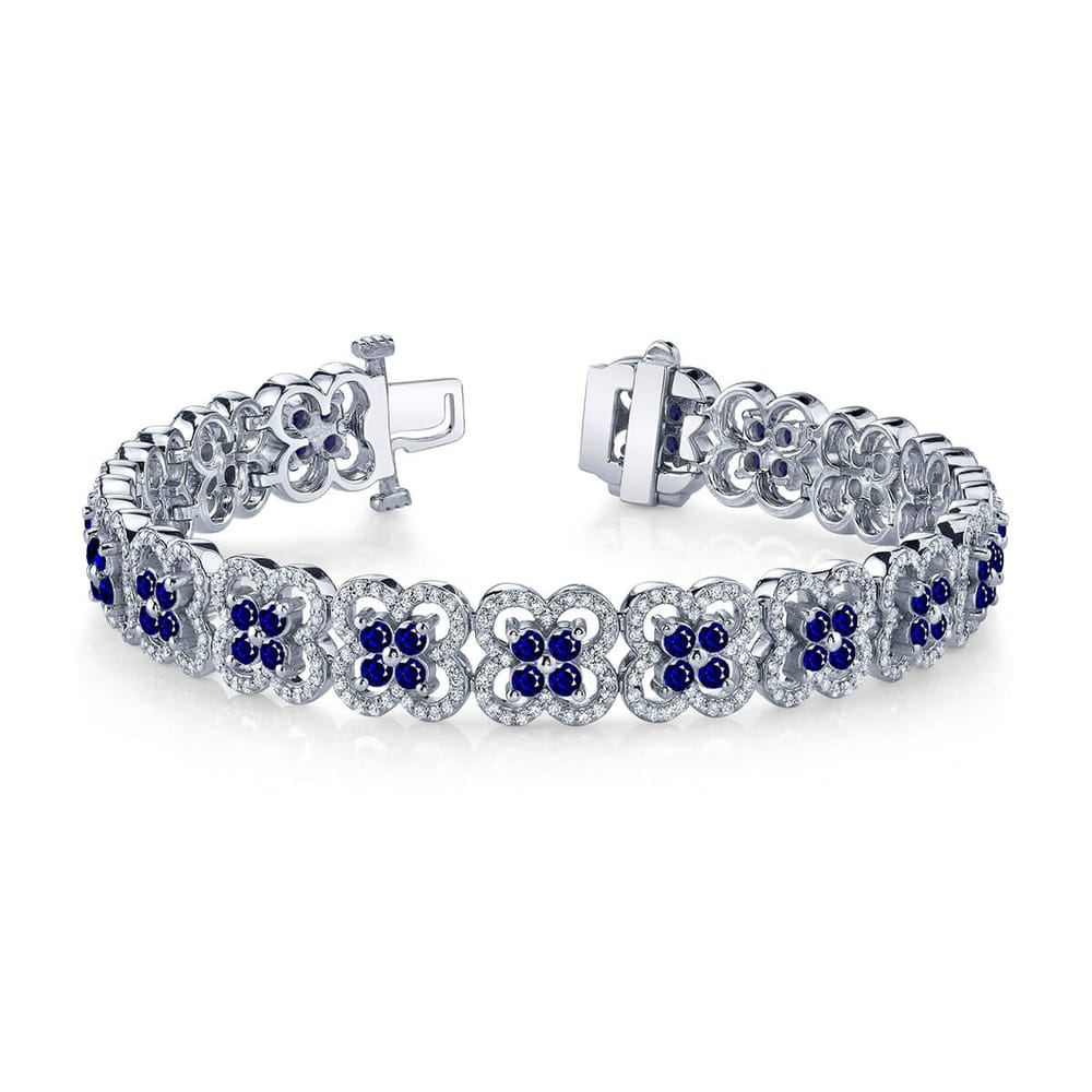 Natural Diamond and Lab Created Sapphire Tennis Bracelet 8.28CTTW