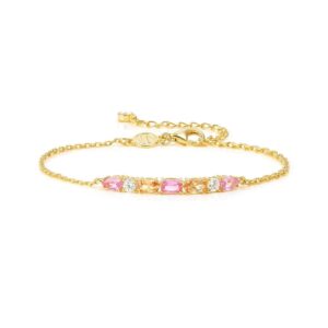Aurora Color Wave Bracelet – Sterling Silver with White CZ, Yellow Gold Finish