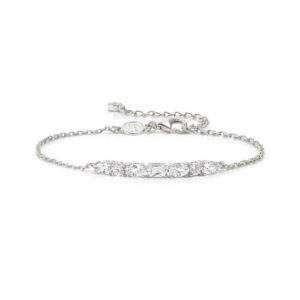Aurora Color Wave Bracelet – Sterling Silver with White CZ, Silver Finish