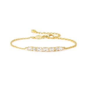 Aurora Color Wave Bracelet – Sterling Silver with White CZ, Yellow Gold Finish