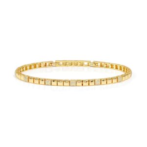 Enigmatic Shine Bracelet – Sterling Silver with Yellow Gold Finish & Pavé CZ