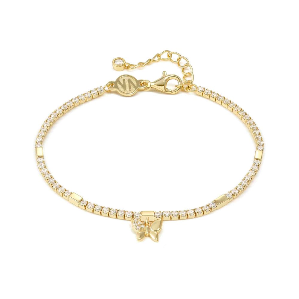 Petit Sparkle Tennis Bracelet – Sterling Silver & CZ Yellow Gold Butterfly