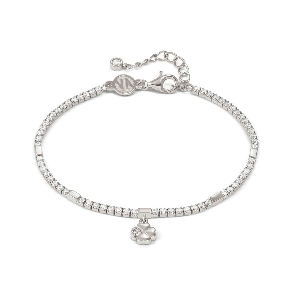 Petit Sparkle Tennis Bracelet – Sterling Silver & CZ Four Leaf Clover