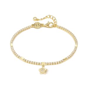Petit Sparkle Tennis Bracelet – Sterling Silver & CZ Gold Star