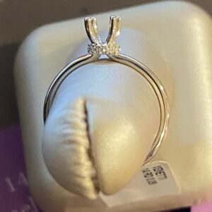 14K white gold 16 diamonds .06CTS F Color and VS1 Clarity Solitaire with diamond collar