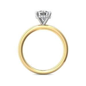 14K yellow gold solitaire with white gold 4 prong head for a stone that is 7.5mm or 1.50CT with a...