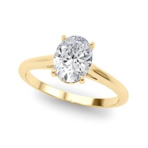 14K Yellow Gold Solitaire 4-Prong Setting for an Oval Diamond
