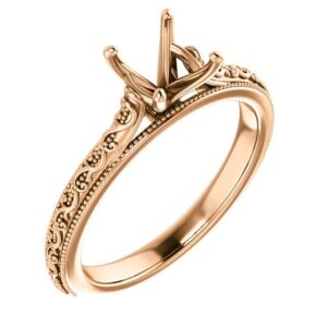 14K Rose Gold Round Solitaire Engagement Ring Mounting