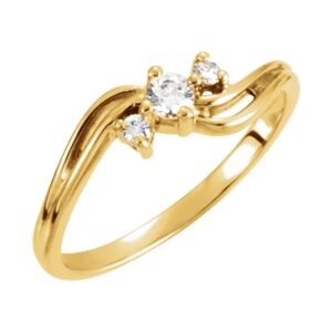 14K Yellow Gold Teen 3-Stone Ring