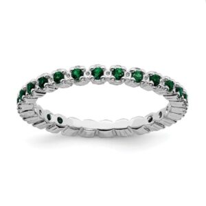 Sterling Silver Stackable Created Emerald Ring