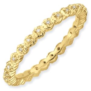 sterling silver gold plated stackable diamond eternity ring